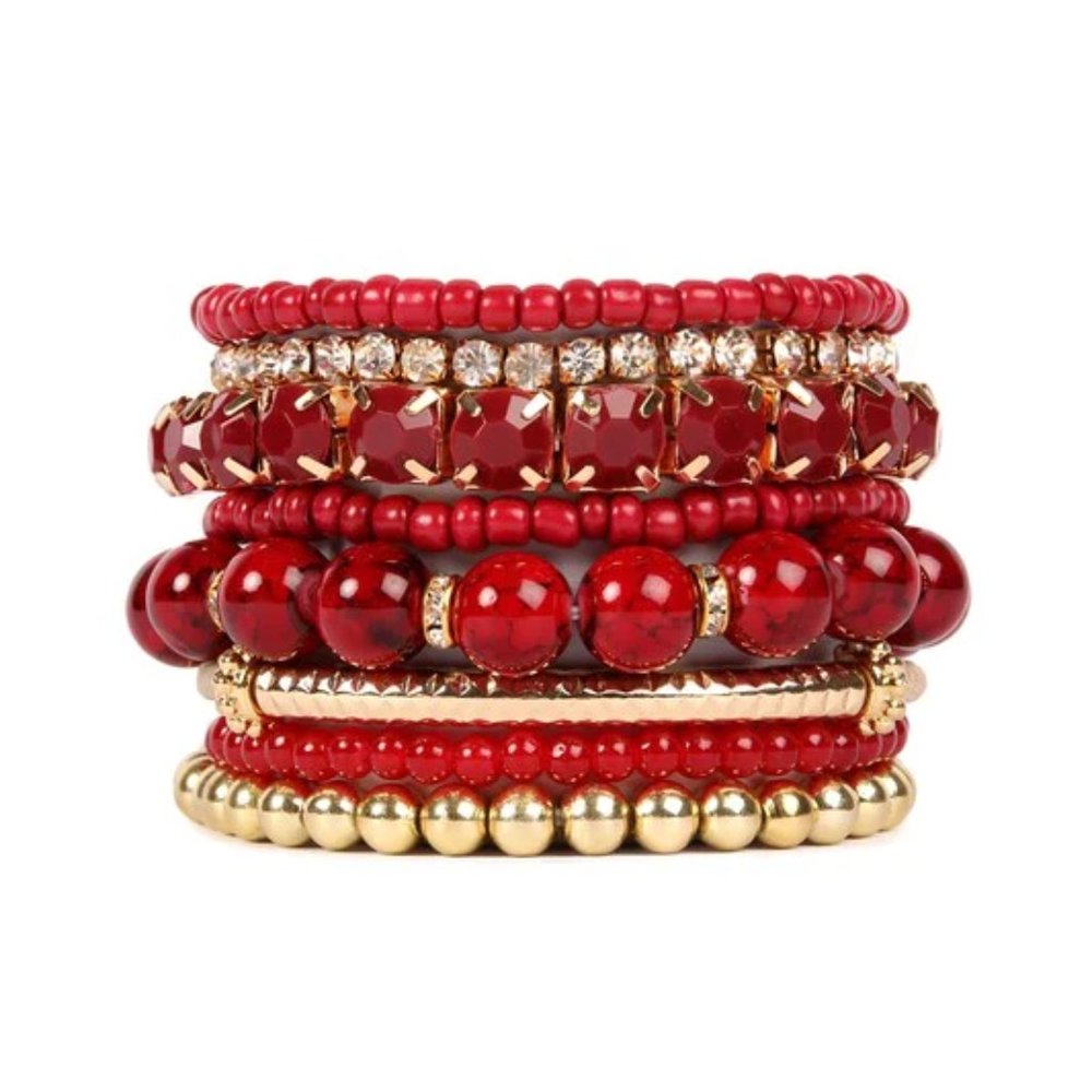 MULTIPLE LINE CLASSY STACK BRACELET / NWT / Burgundy
